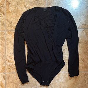 Black Long Sleeve Spandex Stretch Bodysuit